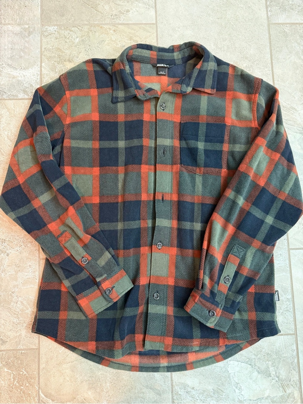 Eddie Bauer Fleece Plaid Button Up Shirt Jacket Men’s Size Large